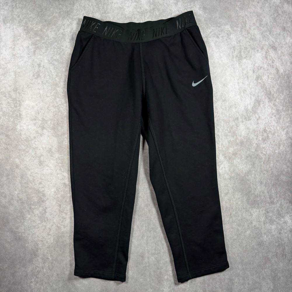 Nike Dri-FIT Women's M Black Cropped Joggers Elastic Logo Waistband Athletic